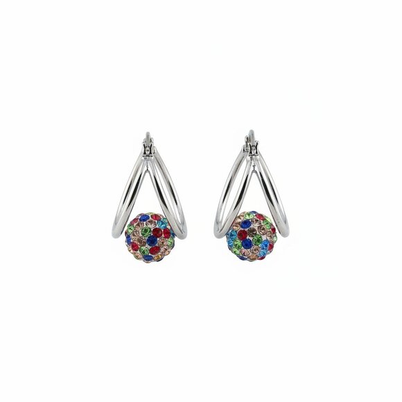 Jewelry - Multi-Color Gemstone Hoop Earrings